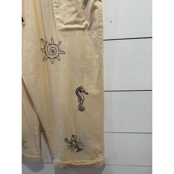 Anthropologie Sea Life Embroidered Pants Size Medium - Picture 3 of 8